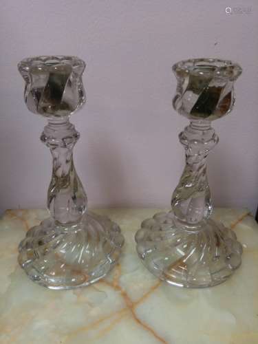 Pair of European Glass Candelabra