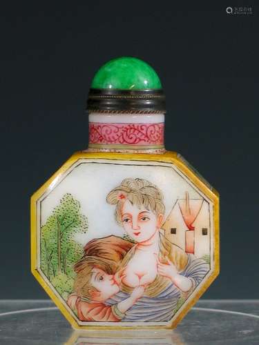 Chinese enameled glass snuff bottle, Qianlong