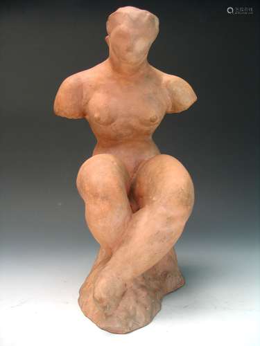 Female Nude Terra Cotta, signed and dated 1919, by