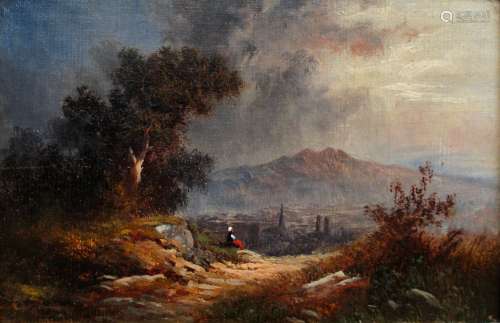 View of Munich, Oil on paper on board, attributed by