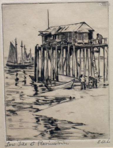 Low Tide Provencetown, Etching, titled and signed, by