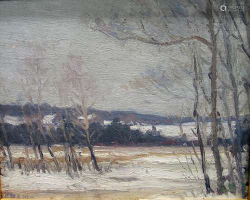 Gray Meadow, Oil on canvas, signed lower left, by E G