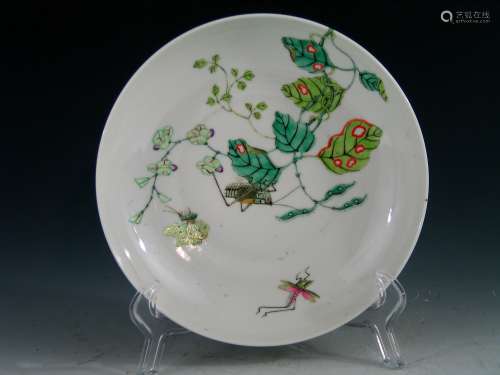 Chinese famille rose porcelain plate, imperial Daoguang