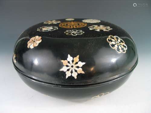 A Large Chinese lacquer box with mother of pearl inlaid