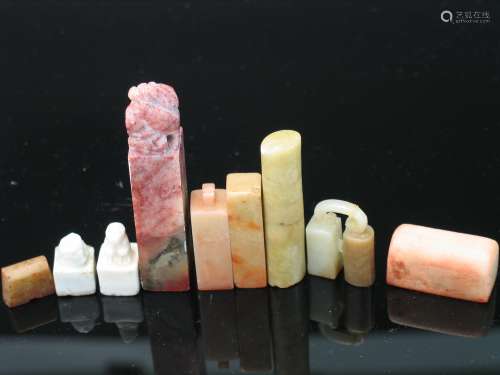 Group of Chinese soapstone / jade seals.