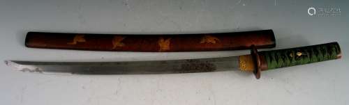Japanese sword with lacquer scabbard.