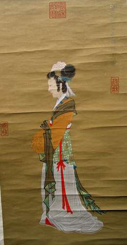 Chinese water color painting scroll.