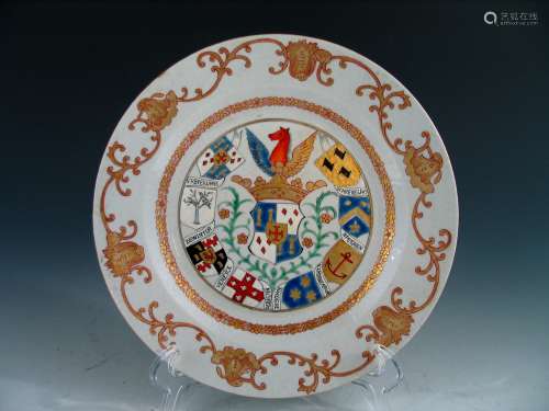 Chinese export armorial porcelain plate