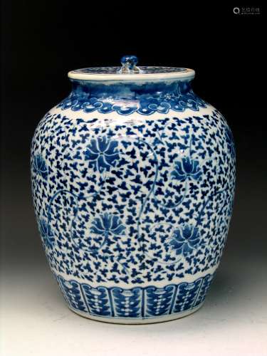 Chinese blue and white porcelain jar and cover