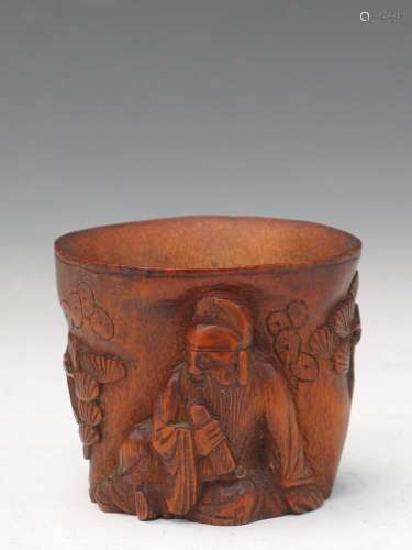 Chinese carved bamboo cup.
