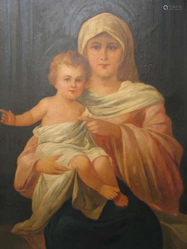 Madonna and child, oil on canvas.