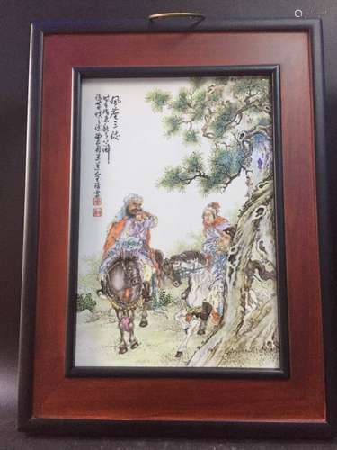 Chinese Famille Rose Porcelain Plaque, Marked