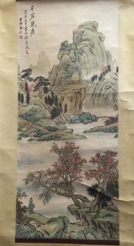 Chinese water color Landscape scroll painting
