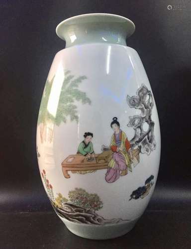 Chinese Famille Rose Porcelain Vase, Marked