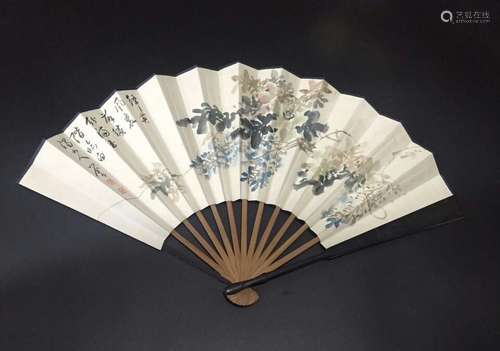 Chinese Ink Fan Painting, Signed Fu Xing She