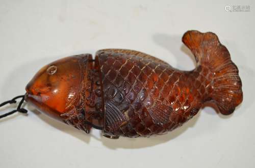 Chinese Amber Carved Fish