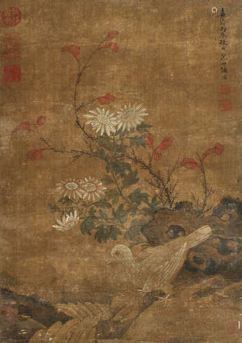 陆治 花鸟 立轴 设色绢本