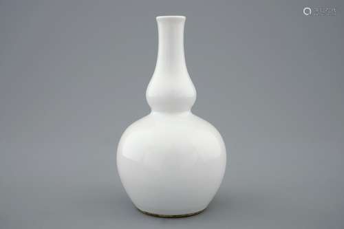 A Chinese blanc de Chine double gourd vase, Kangxi/Yongzheng