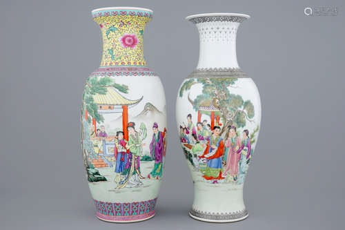 Two fine Chinese famille rose vases, Republic, 20th C.