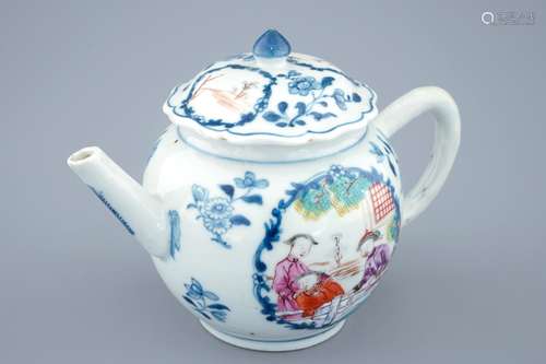 A Chinese mandarin teapot and cover, Qianlong, 18th C.