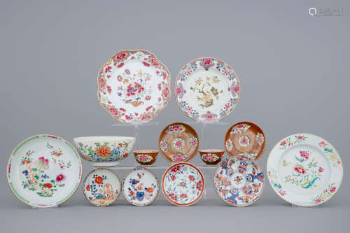 A large collection of Chinese famille rose, Imari and Batavia ware porcelain, Qianlong, 18th C.