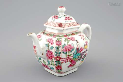 A Chinese famille rose teapot and cover, Yongzheng/Qianlong