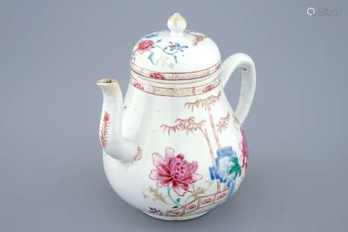 A large Chinese famille rose teapot and cover, Yongzheng/Qianlong