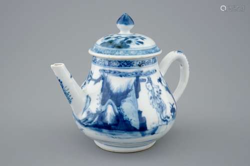 A Chinese blue and white teapot and cover, Yongzheng, 1723-1735