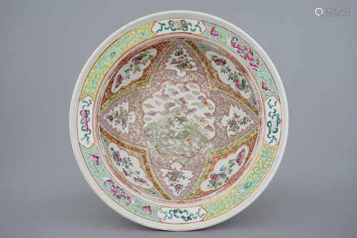 A deep Chinese famille rose Straits porcelain bowl, 19th C.