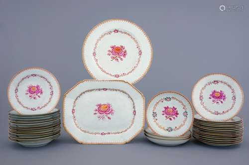 A Chinese famille rose 35-piece service with 