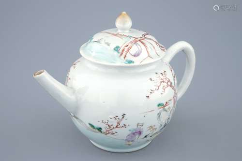 A fine Chinese export porcelain teapot and cover, Qianlong, 18th C.