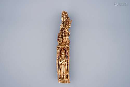 A Burmese lacquered ivory carving, 18/19th C.