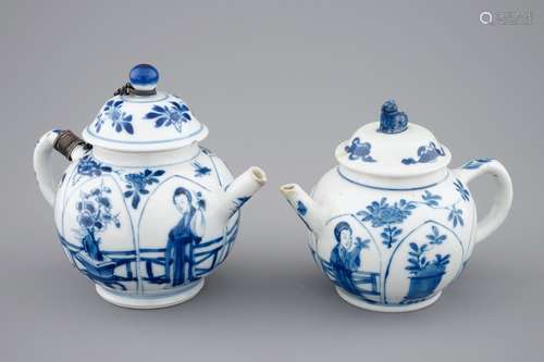 Two Chinese blue and white teapots and covers, Kangxi