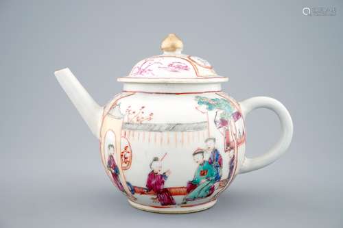 A Chinese mandarin teapot and cover, Qianlong, 18th C.