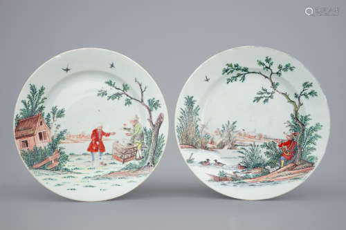 A pair of Chinese Dutch-decorated 