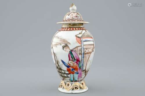 A Chinese mandarin tea caddy and cover, Qianlong, 18th C.