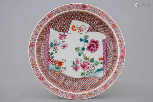 A Chinese famille rose plate with floral design, Yongzheng, 1723-1735