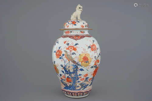 A large Chinese Imari style vase and cover, 17/18th C.