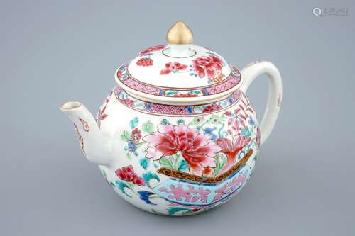 A Chinese famille rose teapot and cover, Yongzheng/Qianlong