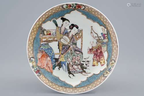 A fine Chinese famille rose eggshell porcelain saucer dish, Yongzheng, 1723-1735