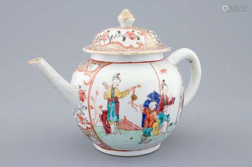 A Chinese mandarin teapot and cover, Qianlong, 18th C.