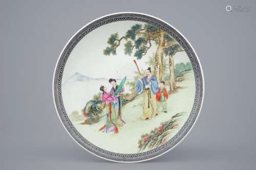 A fine Chinese Republic famille rose dish, 20th C.