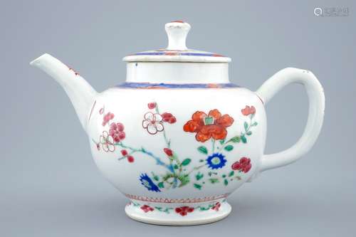 An unusual Chinese famille rose teapot and cover, Yongzheng, 1723-1735