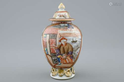 A Chinese mandarin tea caddy and cover, Qianlong, 18th C.