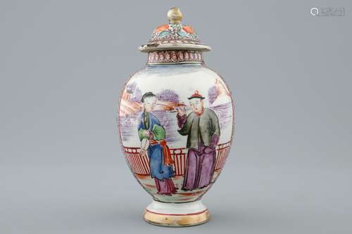 A Chinese mandarin tea caddy and cover, Qianlong, 18th C.