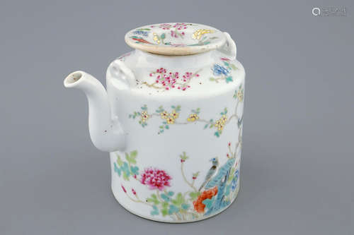 A Chinese famille rose teapot and cover, Xianfeng mark and of the period