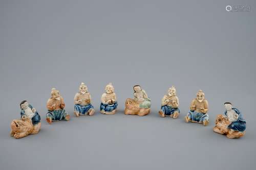 A collection of eight Chinese enamel biscuit 