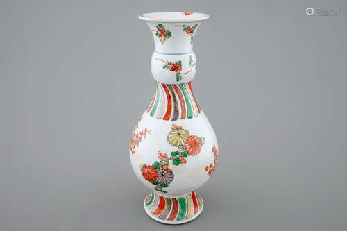 A Chinese famille verte vase with floral design, Kangxi