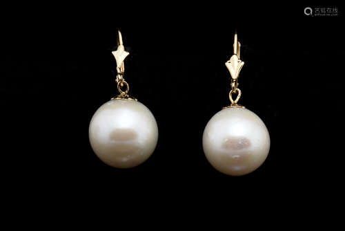 14K YELLOW GOLD PEARL EARRINGS