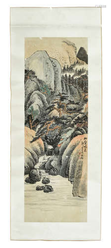 CHEN SHIZENG: INK AND COLOR ON PAPER PAINTING 'MOUNTAIN SCENERY'